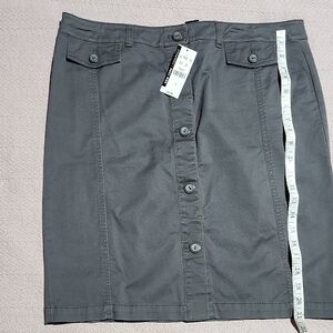 New York & Company Charcoal Button-Front Pencil Skirt